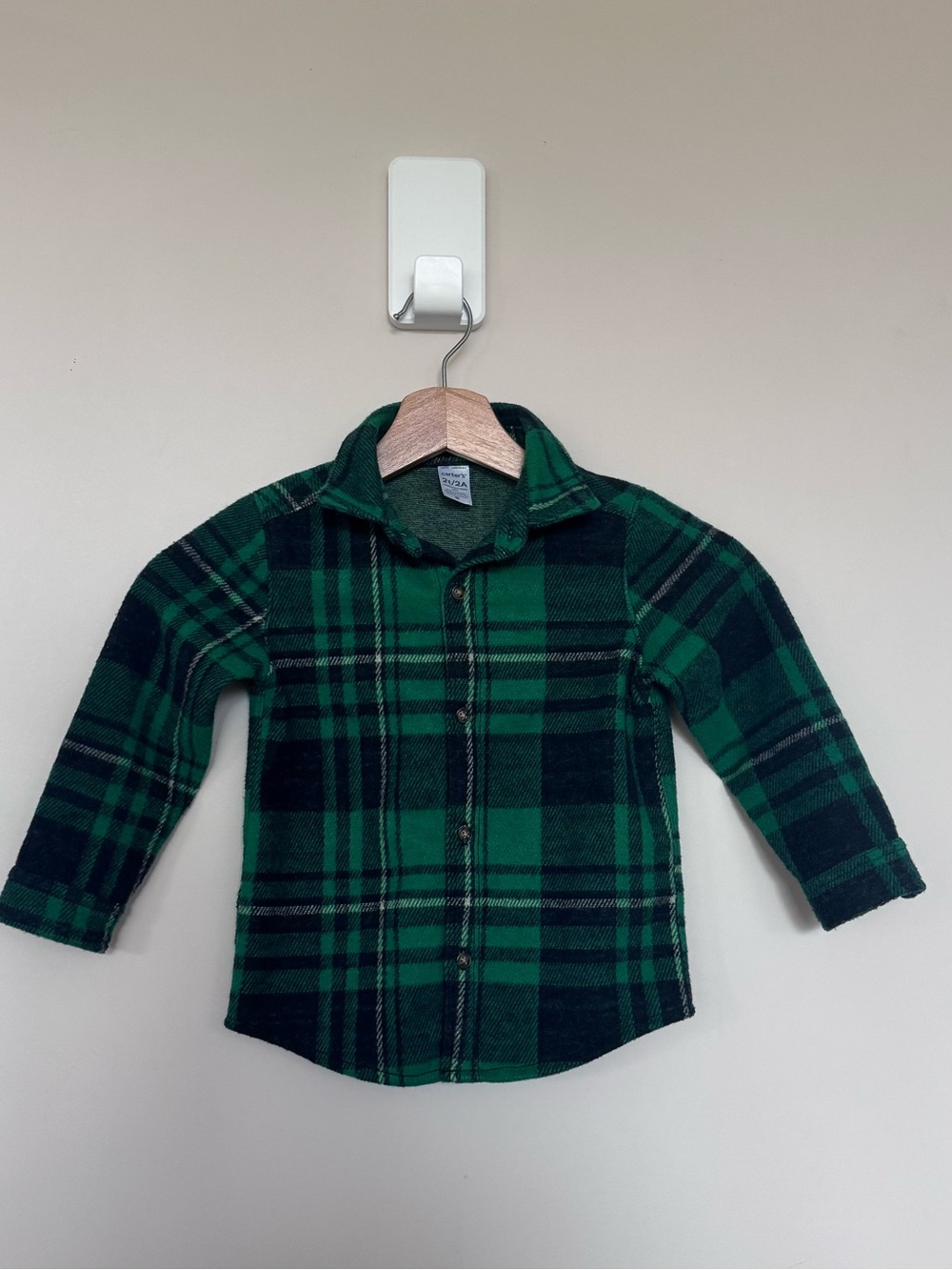 Carter’s Toddler Green Plaid Fleece Button-Up Shirt / Jacket